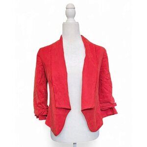 Cartonnier Anthropologie 3/4 sleeve burnt rust orange open blazer jacket size 2